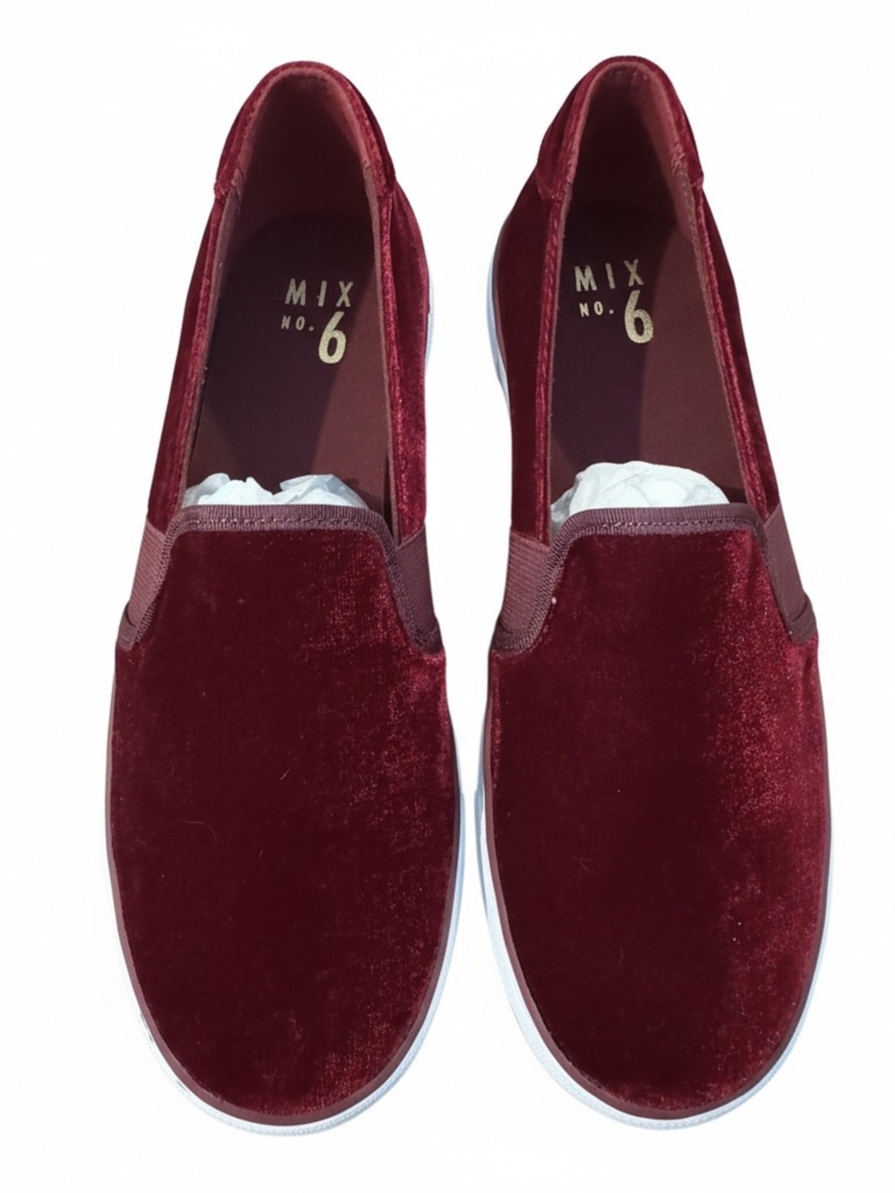 Mix No. 6 GILLEY Plush Velvet Slip-On Sneakers in Bordeaux - Picture 3 of 8